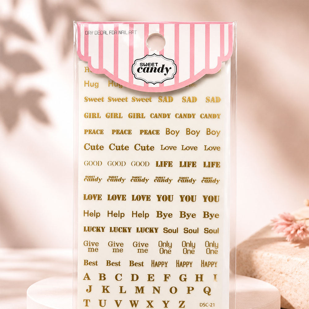 Sweet Candy Gold Letter Nail Sticker | NS002