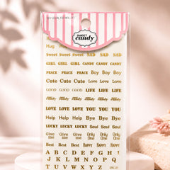 Sweet Candy Gold Letter Nail Sticker | NS002