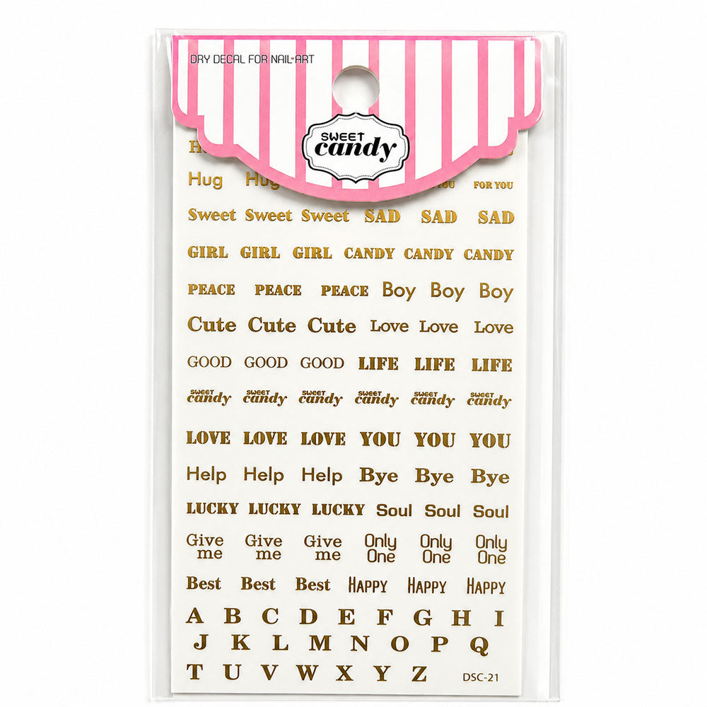 Sweet Candy Gold Letter Nail Sticker | NS002