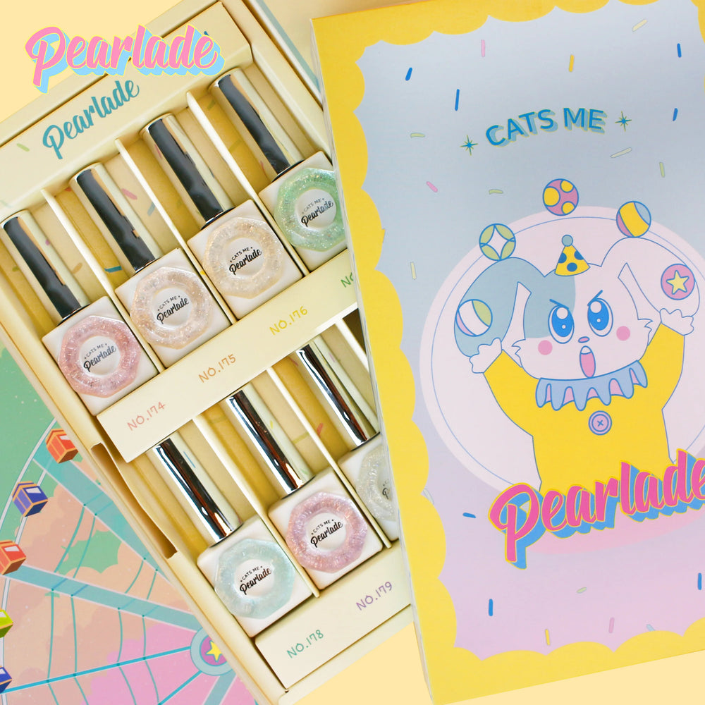 CATS ME Pearlade — eight-color glitter gel collection and packaging