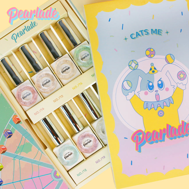CATS ME Pearlade — eight-color glitter gel collection and packaging