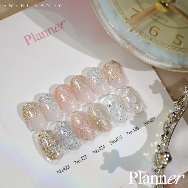 Sweet Candy Planner — glitter gel color swatches