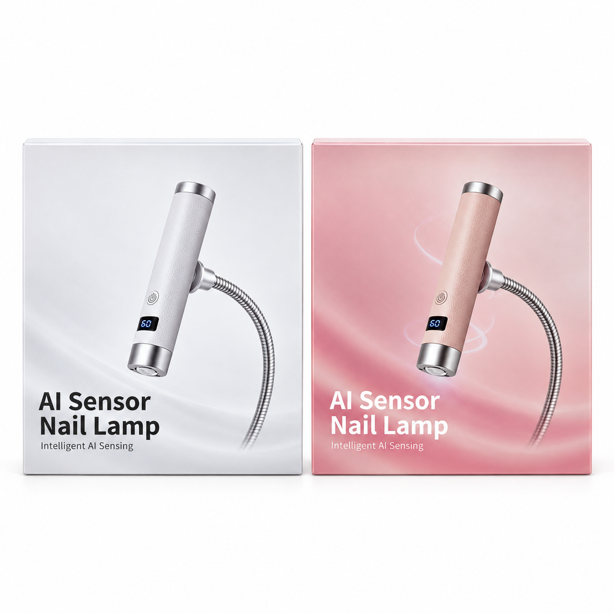 White and Pink packaging options — each lamp sold separately