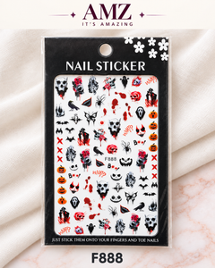 AMZ It's Amazing — Halloween Skulls & Roses Nail Art Stickers | F888