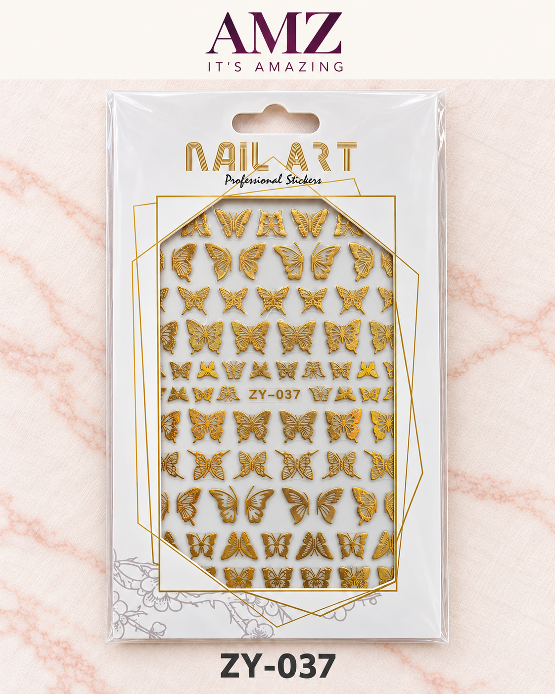 AMZ It's Amazing — Gold Butterfly Nail Art Stickers | ZY-037