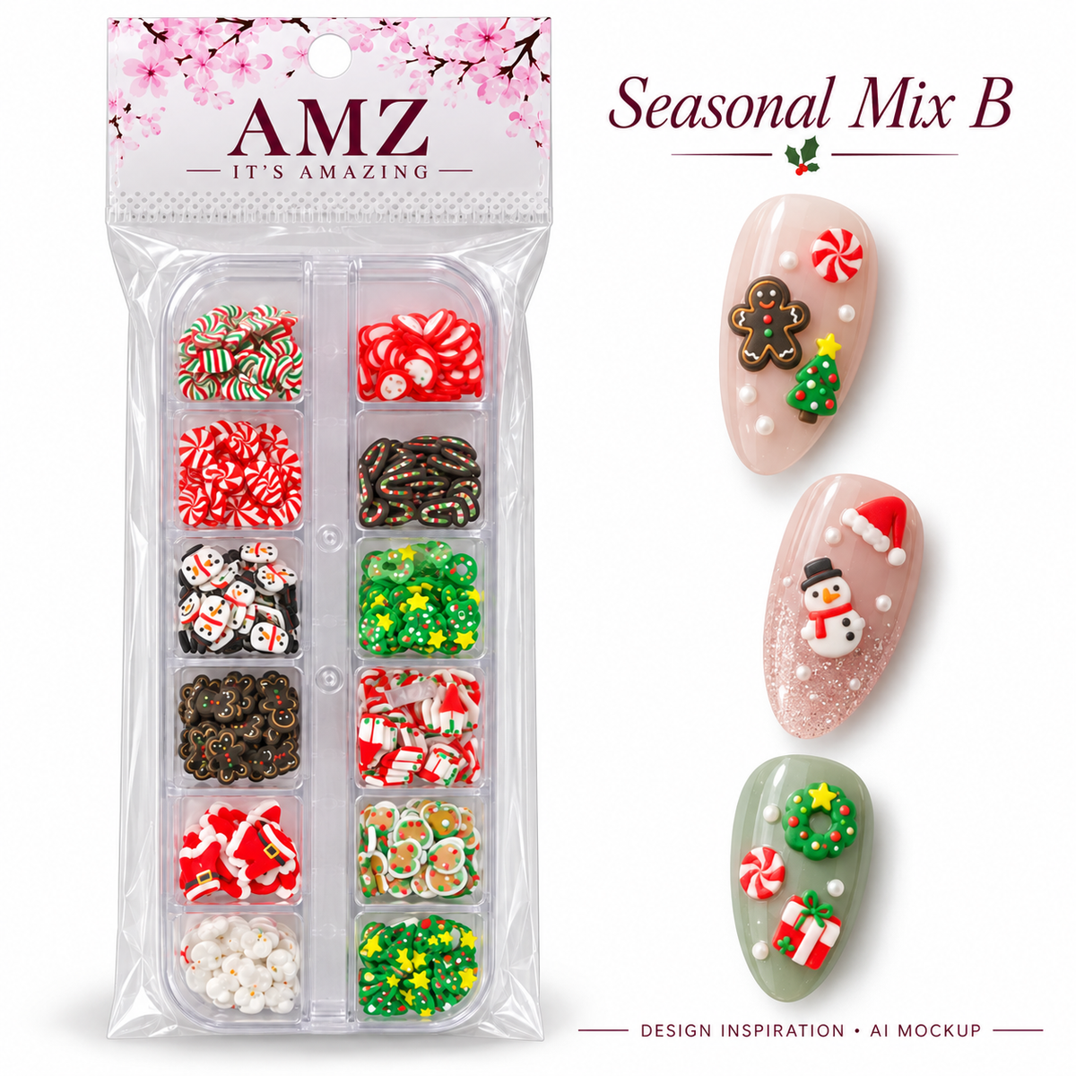 Seasonal Mix B package and AI nail art design inspiration
