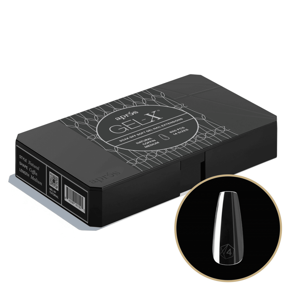 Aprés Gel-X Pro box, Natural Coffin Medium, 600 tips