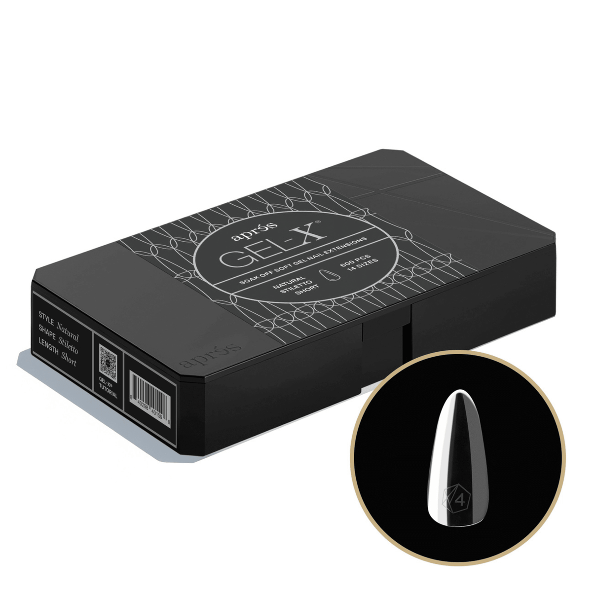 Aprés Gel-X Pro box, Natural Stiletto Short, 600 tips