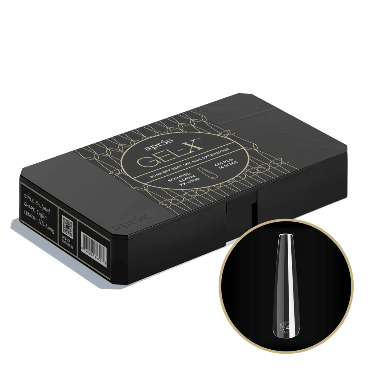 Aprés Gel-X Pro box, Sculpted Coffin XX-Long, 420 tips