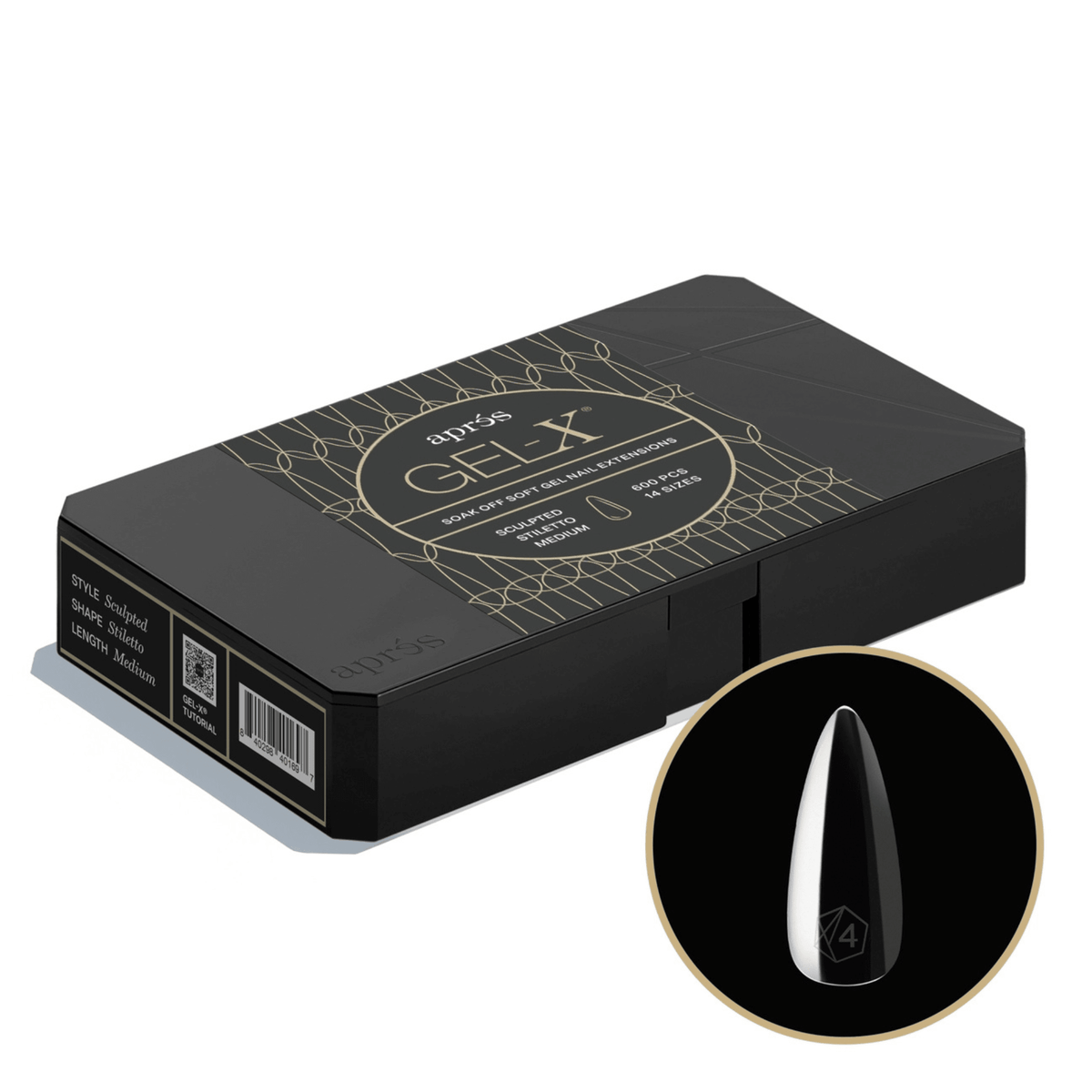 Aprés Gel-X Pro box, Sculpted Stiletto Medium, 600 tips