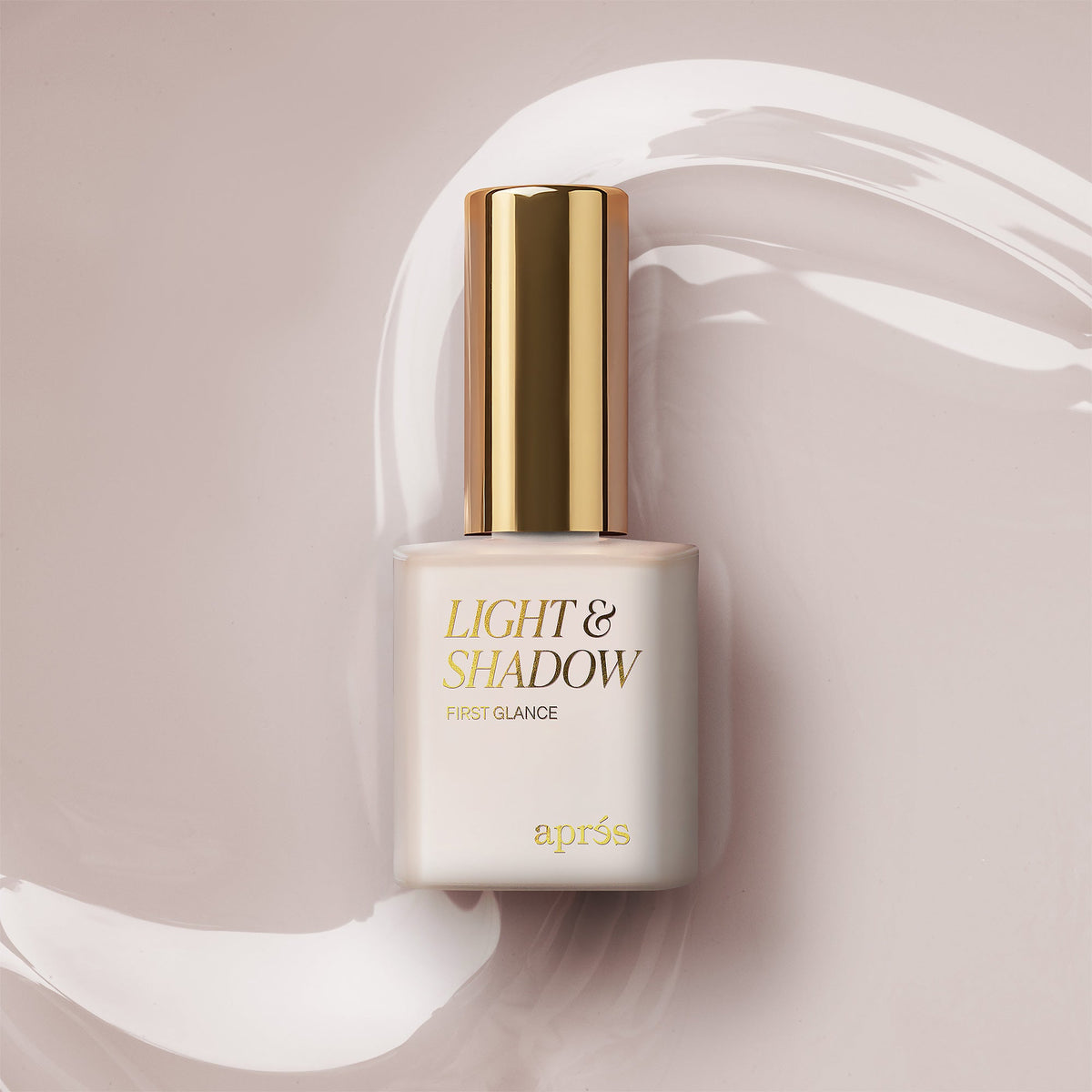 Aprés Light & Shadow Sheer Gel Couleur First Glance - 401, 10mL, bottle and color swatch