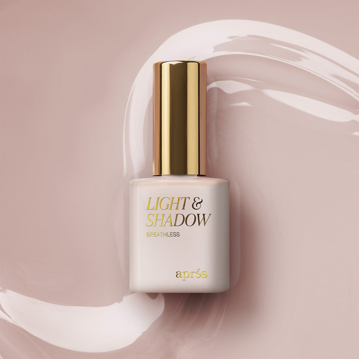 Aprés Light & Shadow Sheer Gel Couleur Breathless - 402, 10mL, bottle and color swatch