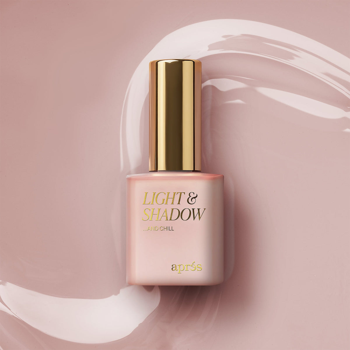 Aprés Light & Shadow Sheer Gel Couleur ...and Chill - 404, 10mL, bottle and color swatch
