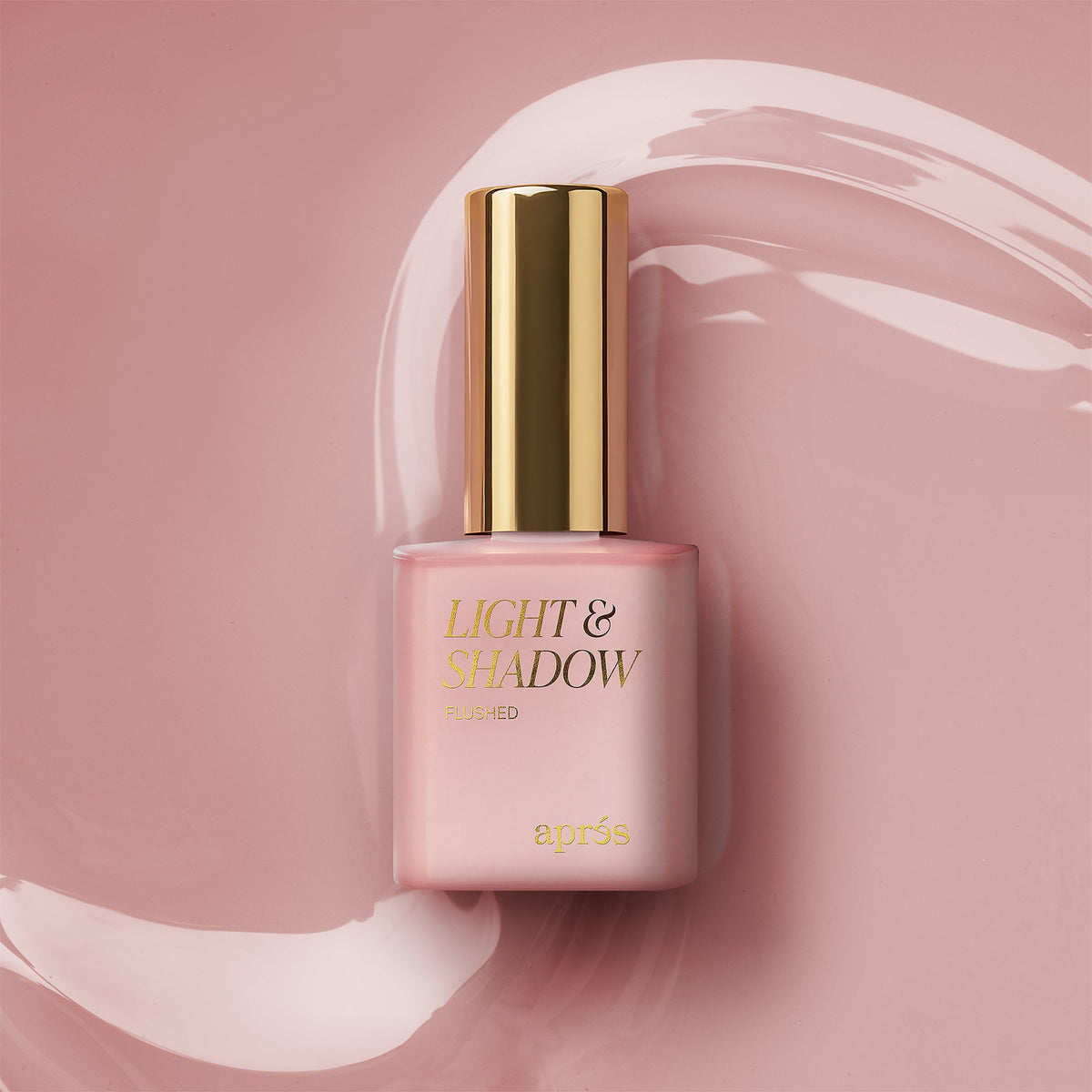 Aprés Light & Shadow Sheer Gel Couleur Flushed - 407, 10mL, bottle and color swatch