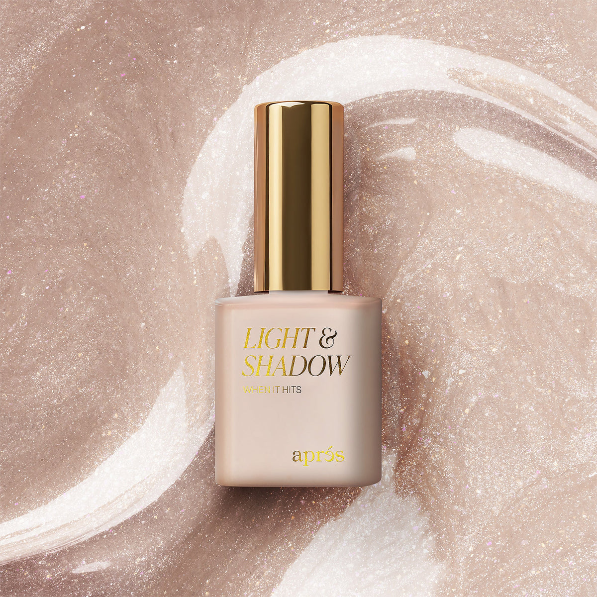 Aprés Light & Shadow Sheer Gel Couleur When It Hits - 410, 10mL, bottle and color swatch