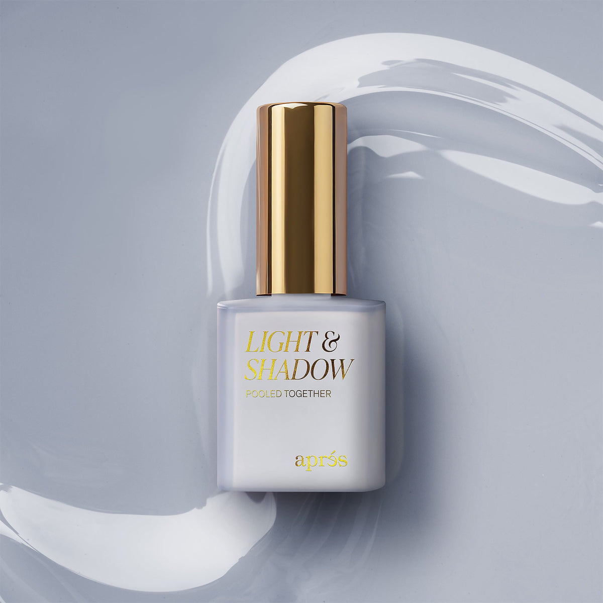Aprés Light & Shadow Sheer Gel Couleur Pooled Together - 503, 10mL, bottle and color swatch
