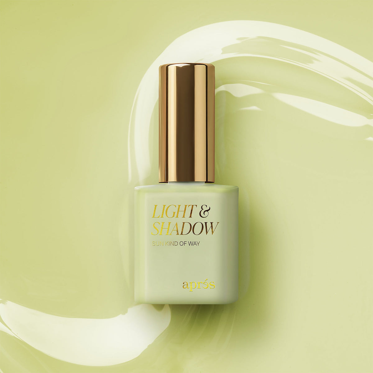 Aprés Light & Shadow Sheer Gel Couleur Sun Kind Of Way - 506, 10mL, bottle and color swatch