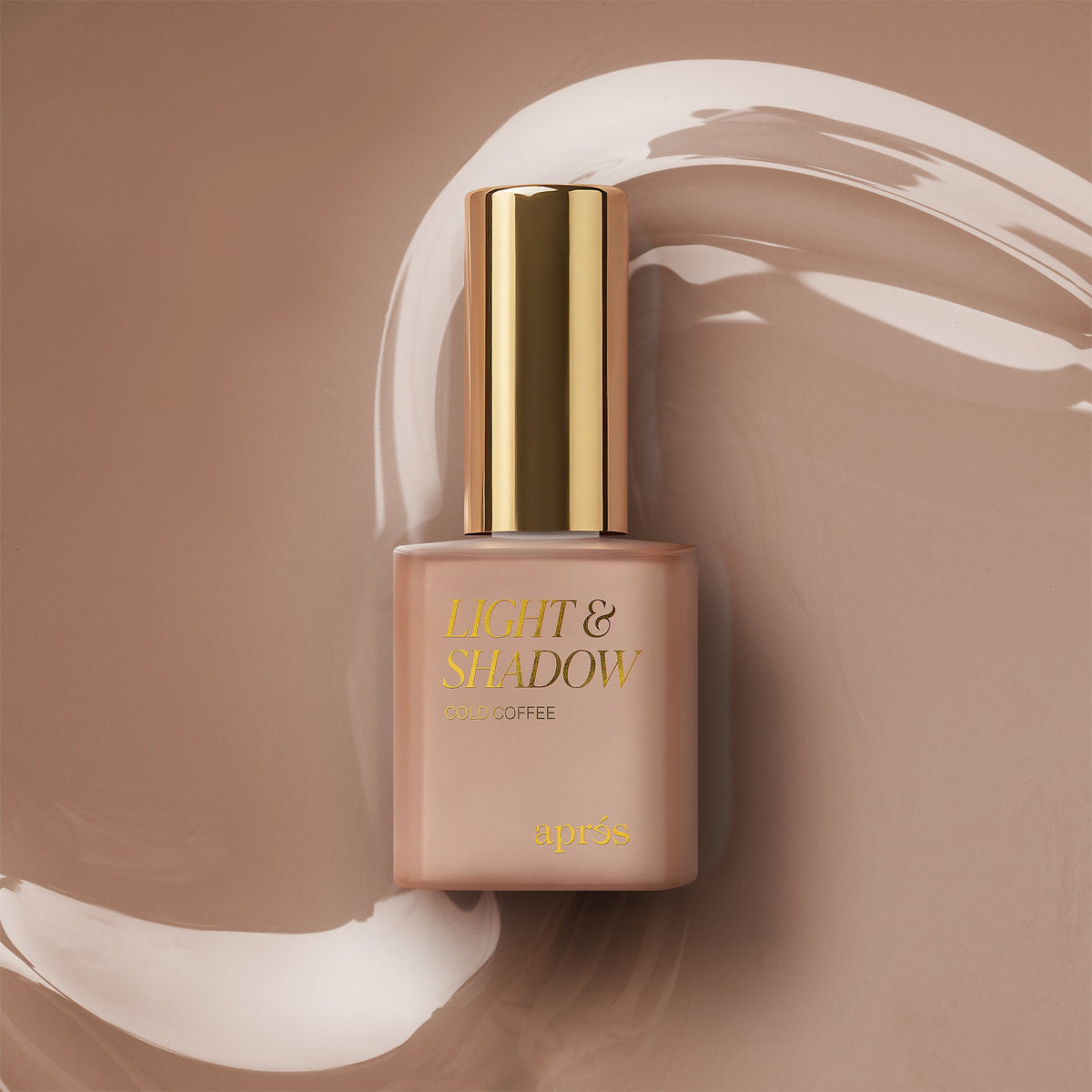 Aprés Light & Shadow Sheer Gel Couleur Cold Coffee - 603, 10mL, bottle and color swatch