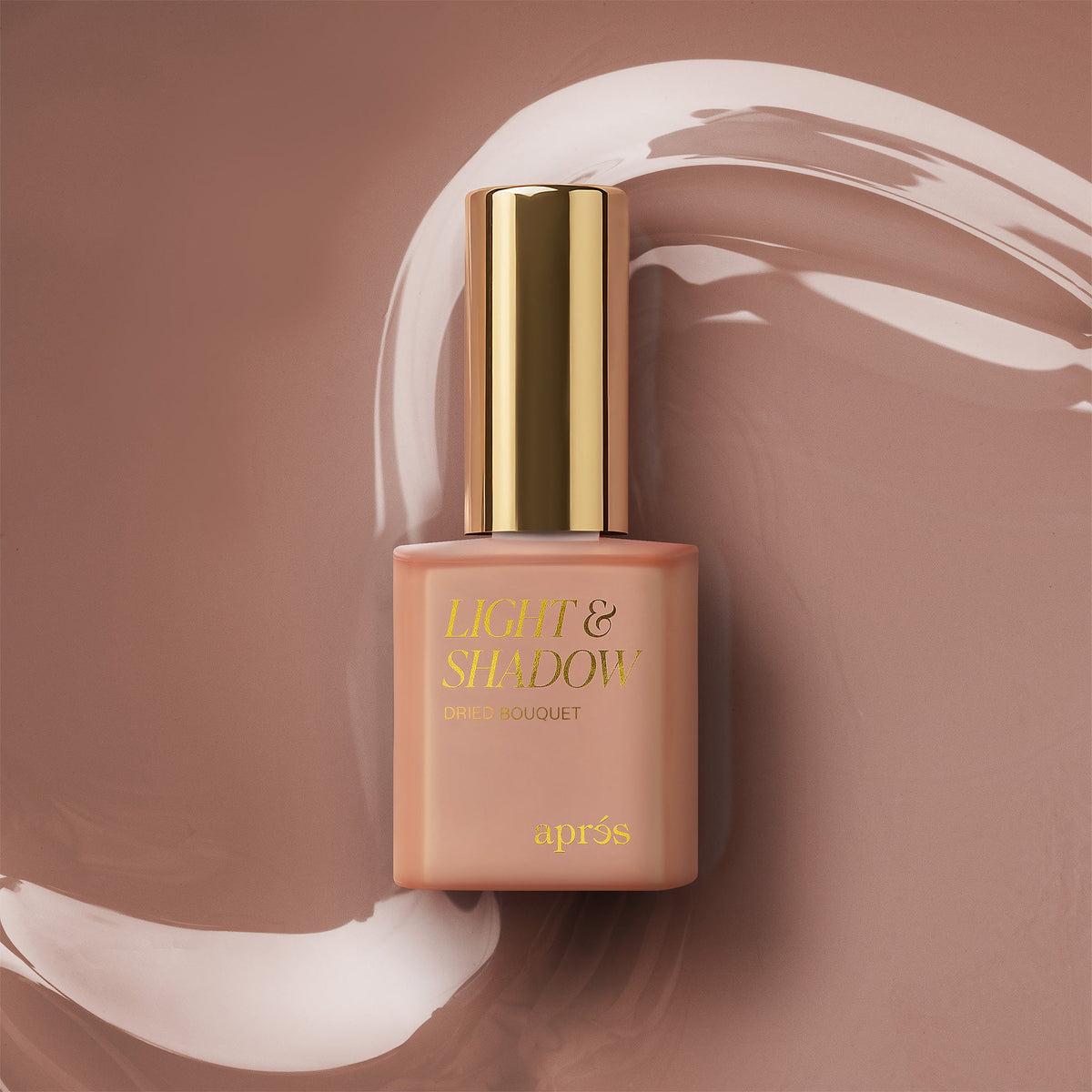 Aprés Light & Shadow Sheer Gel Couleur Dried Bouquet - 604, 10mL, bottle and color swatch