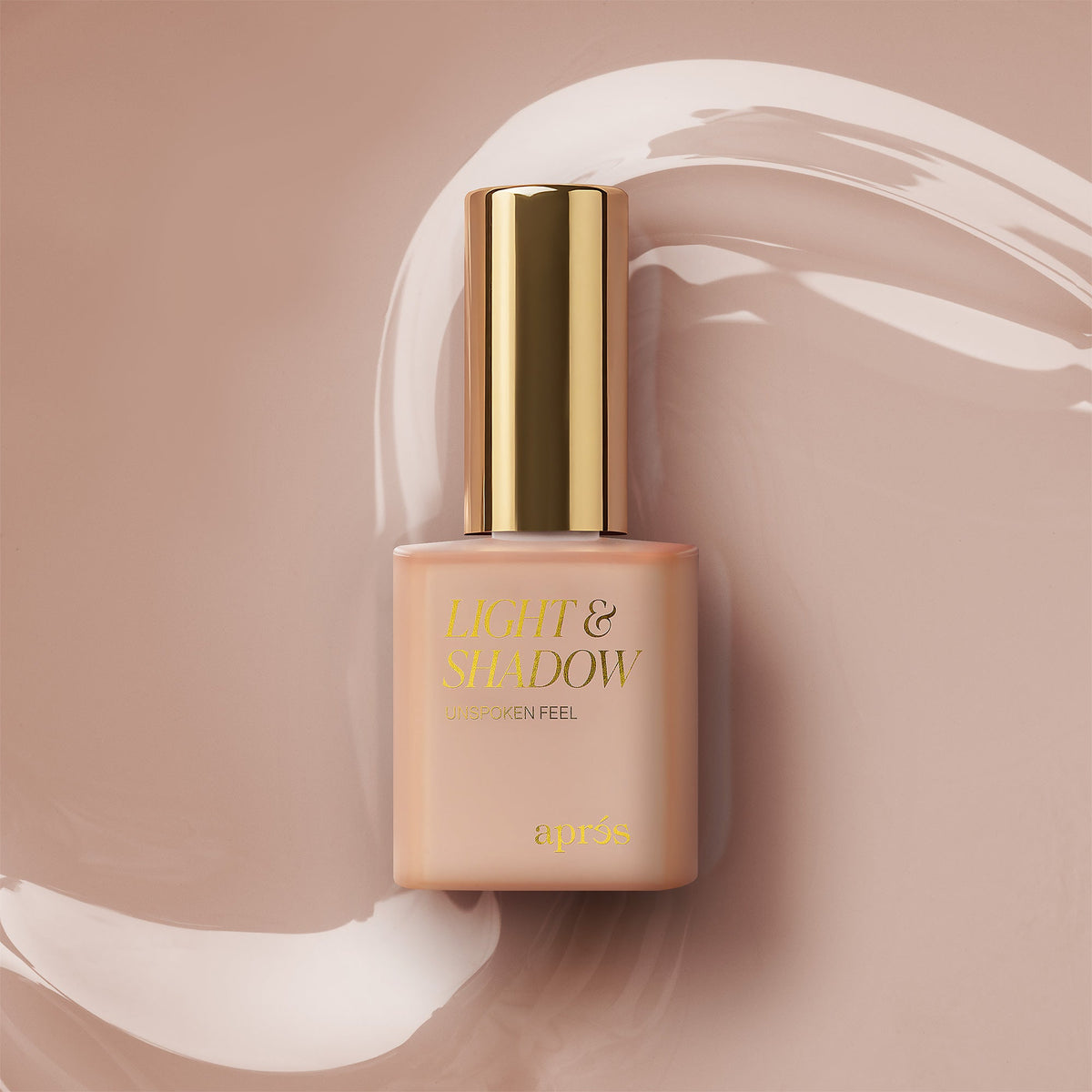 Aprés Light & Shadow Sheer Gel Couleur Unspoken Feel - 605, 10mL, bottle and color swatch