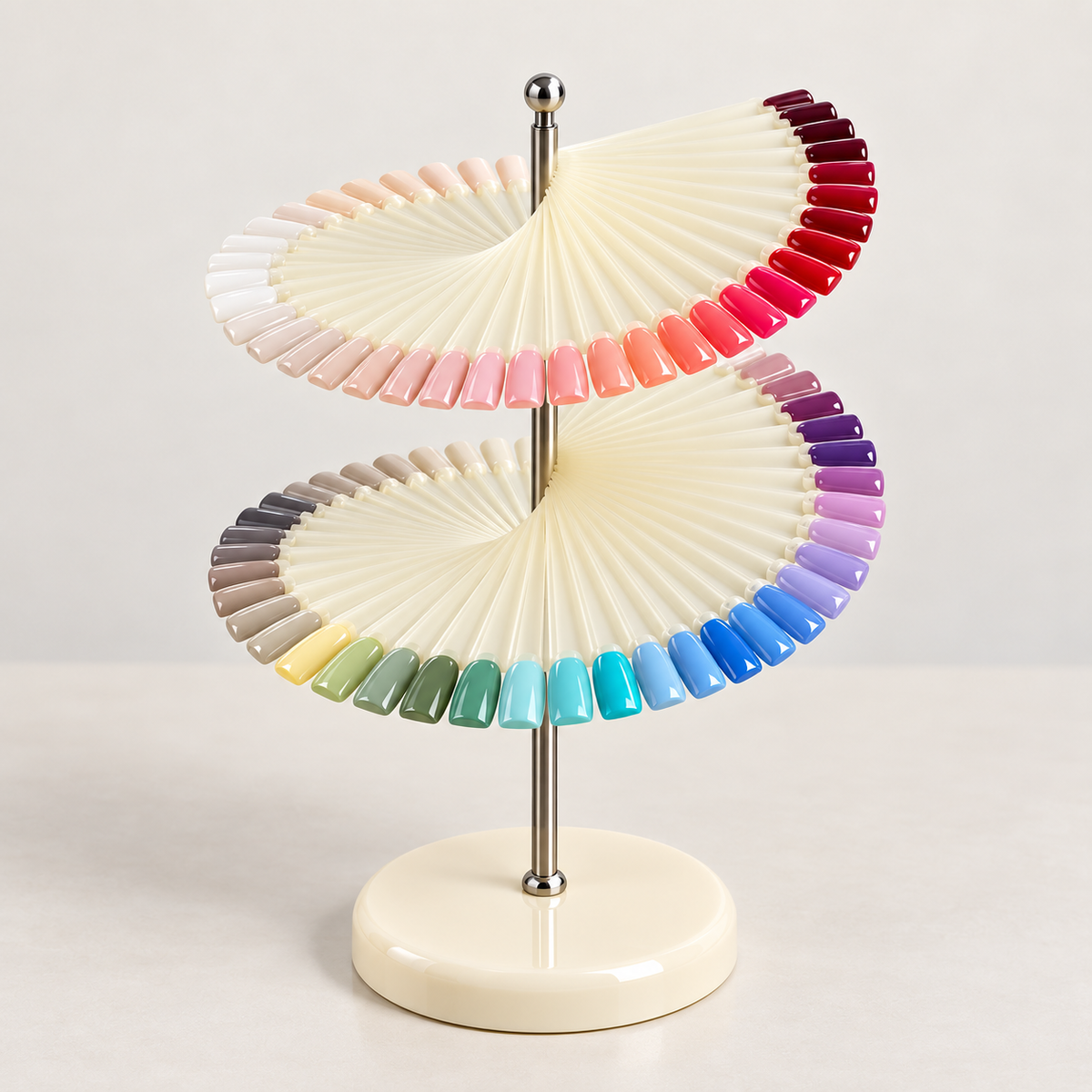 Berkeley 120-tip spiral polish display — painted-colors; painted colors are usage examples