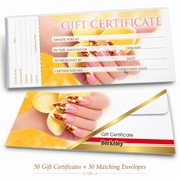 Berkeley floral nails gift certificate and matching envelope set — 50 of each