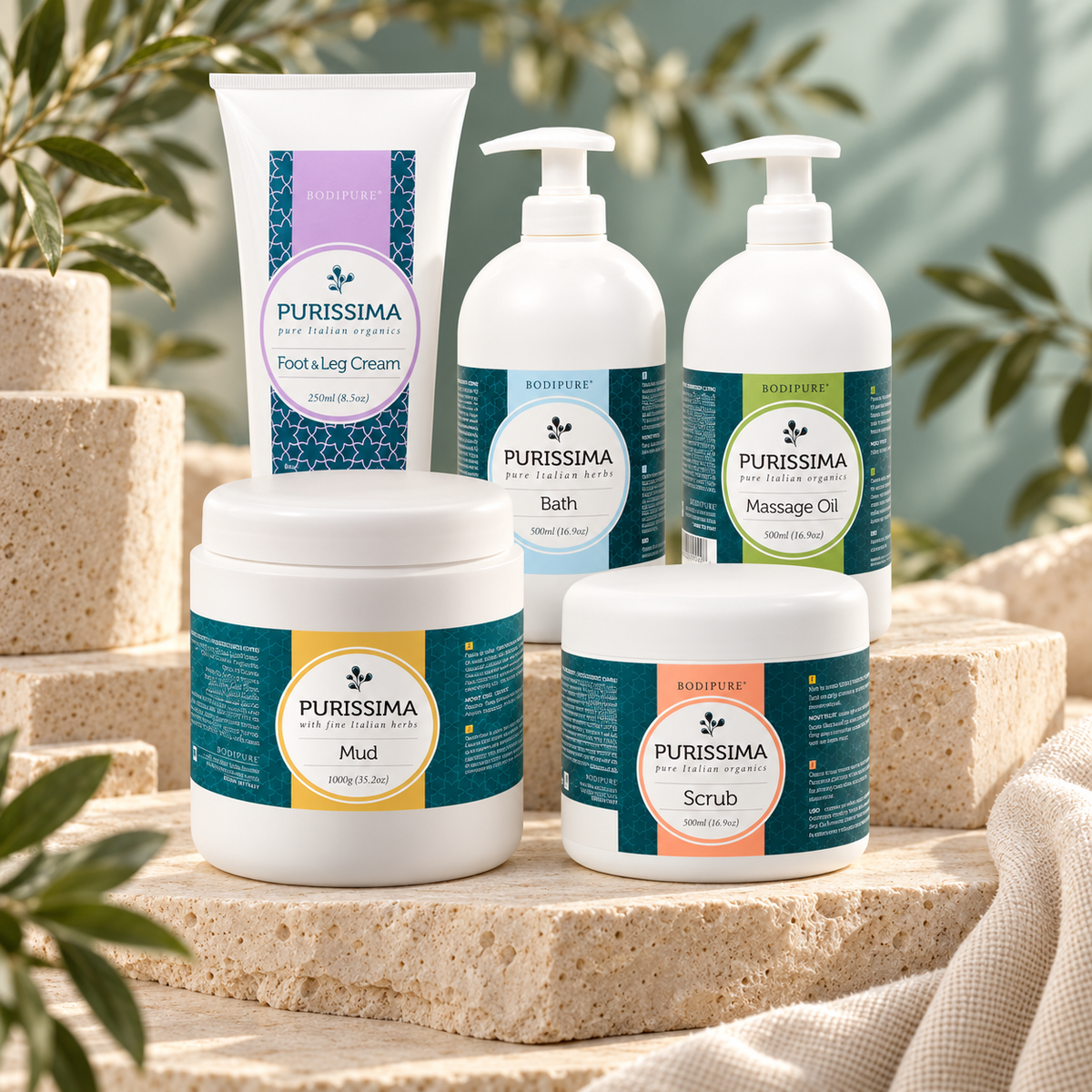 Bodipure Purissima Organic Spa Pedicure Kit styled product photograph