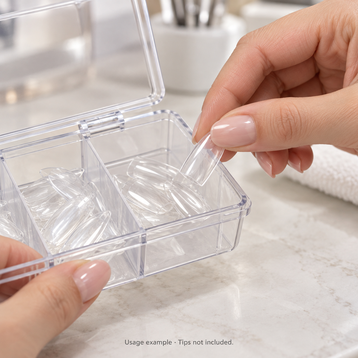 DL Pro Nail Tip Storage Box – Clear or Frosted — AI-generated usage example
