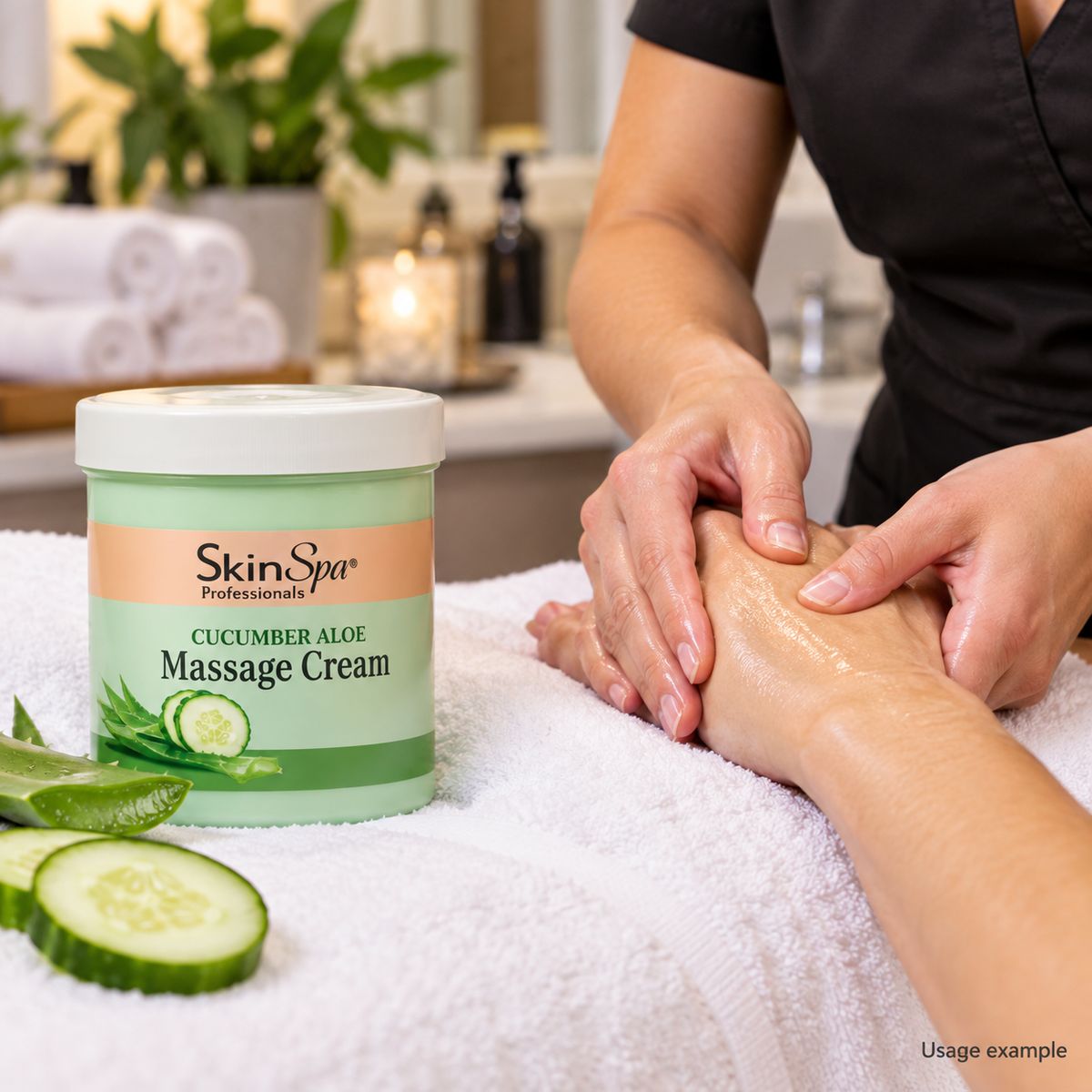 Skin Spa Cucumber Aloe Massage Cream — 16 oz — AI-generated usage example