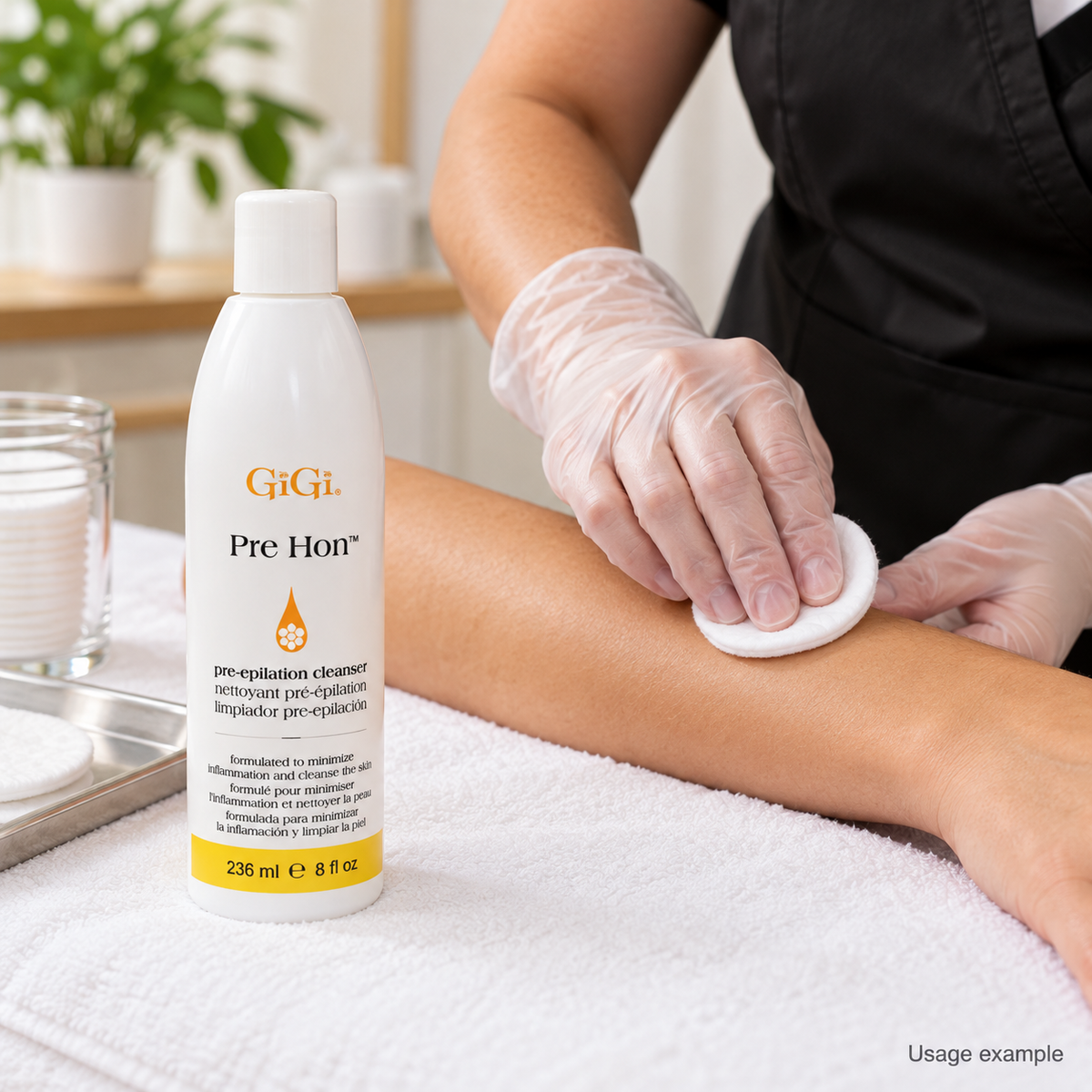 GiGi Pre Hon Pre-Epilation Cleanser — 8 oz — AI-generated usage example