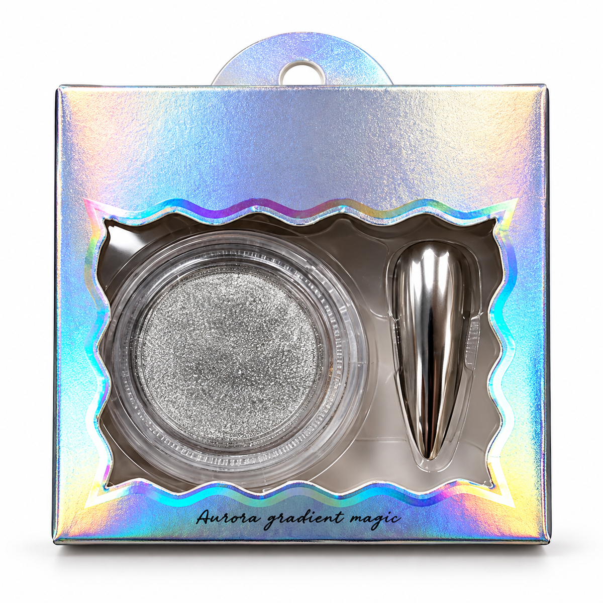 01 Silver Chrome Powder — individual packaged product, retouched photo.