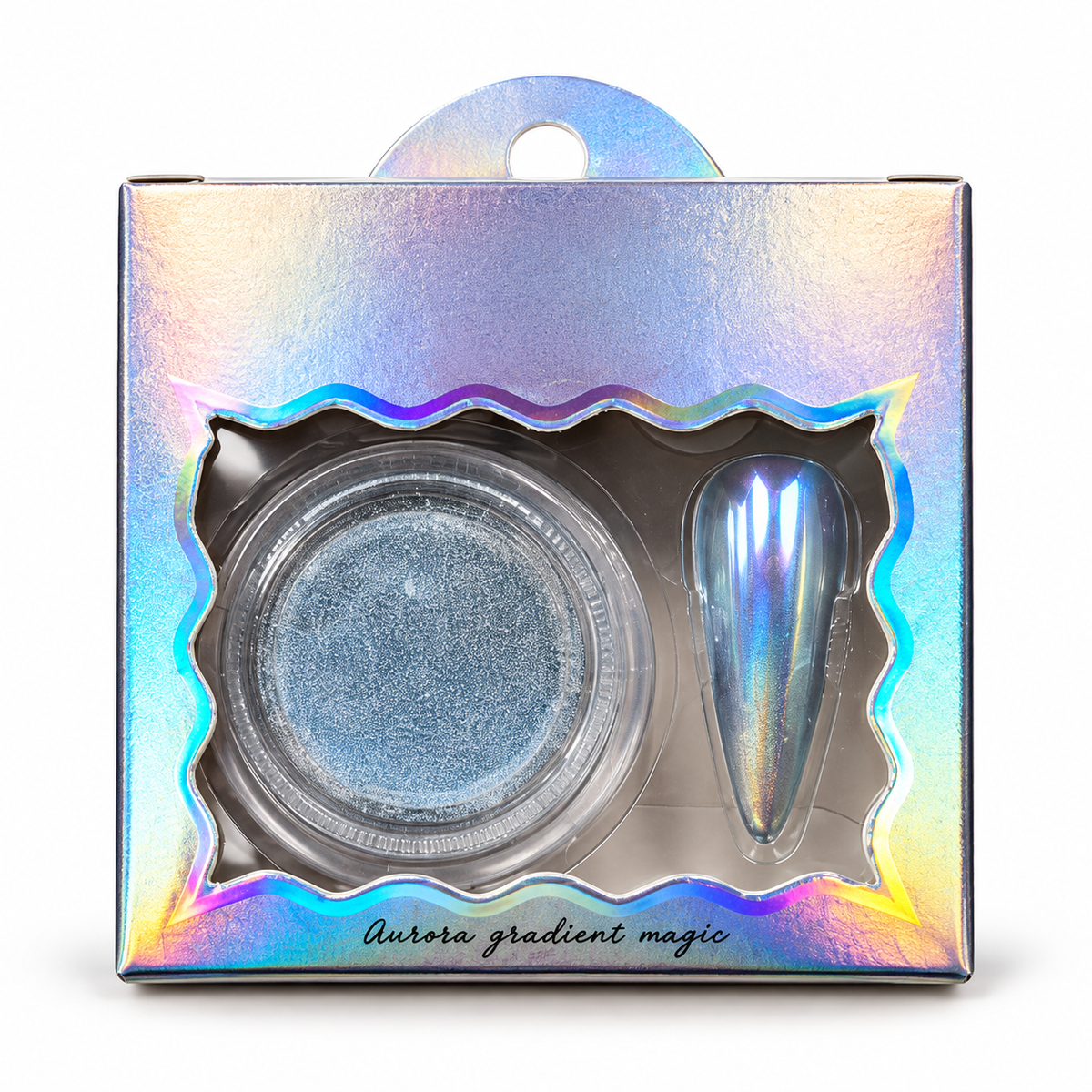 04 Blue Chrome Powder — individual packaged product, retouched photo.