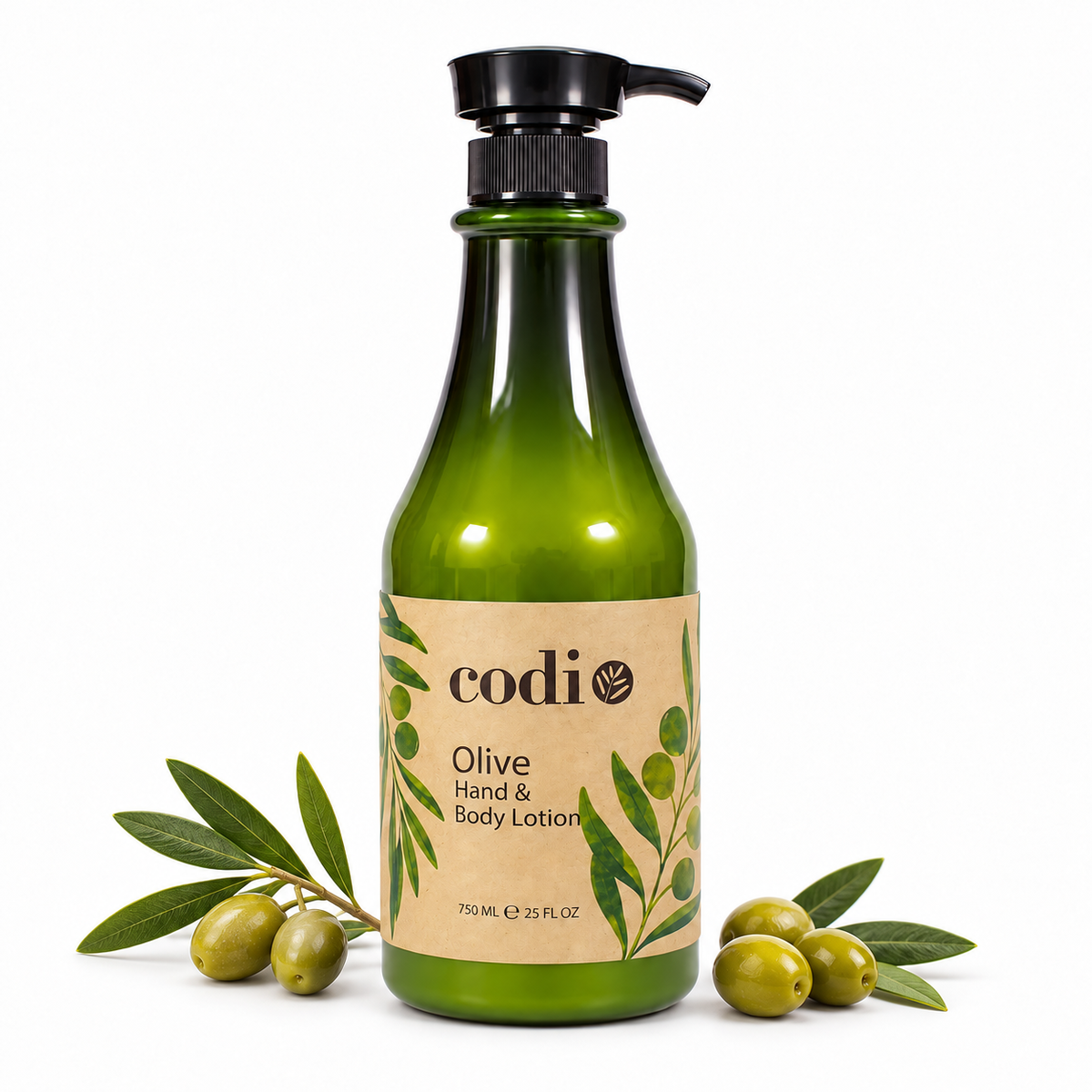 Codi Olive Lotion · 750ml Pump with scent botanicals
