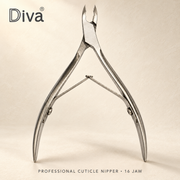 Diva 16 Jaw professional cuticle nipper on an ivory background