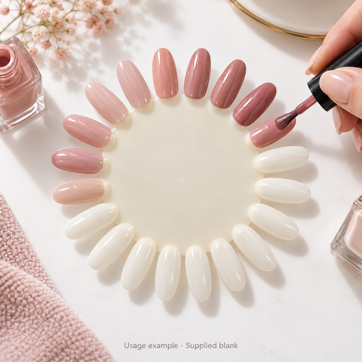 DL Pro Natural Nail Polish Palette – 20 Tips – DL-C234 — AI-generated usage example; props and supplies not included.