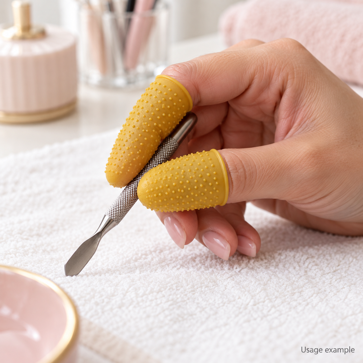 DL Pro Textured Latex Finger Protectors – 12 Pack — AI-generated usage example; props and supplies not included.