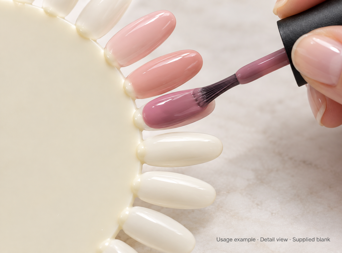 DL Pro Natural Nail Polish Palette – 36 Tips – DL-C462 — AI-generated close-up usage detail; props and supplies not included.