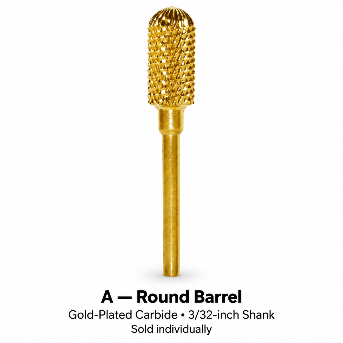 Round Barrel gold-plated carbide nail bit