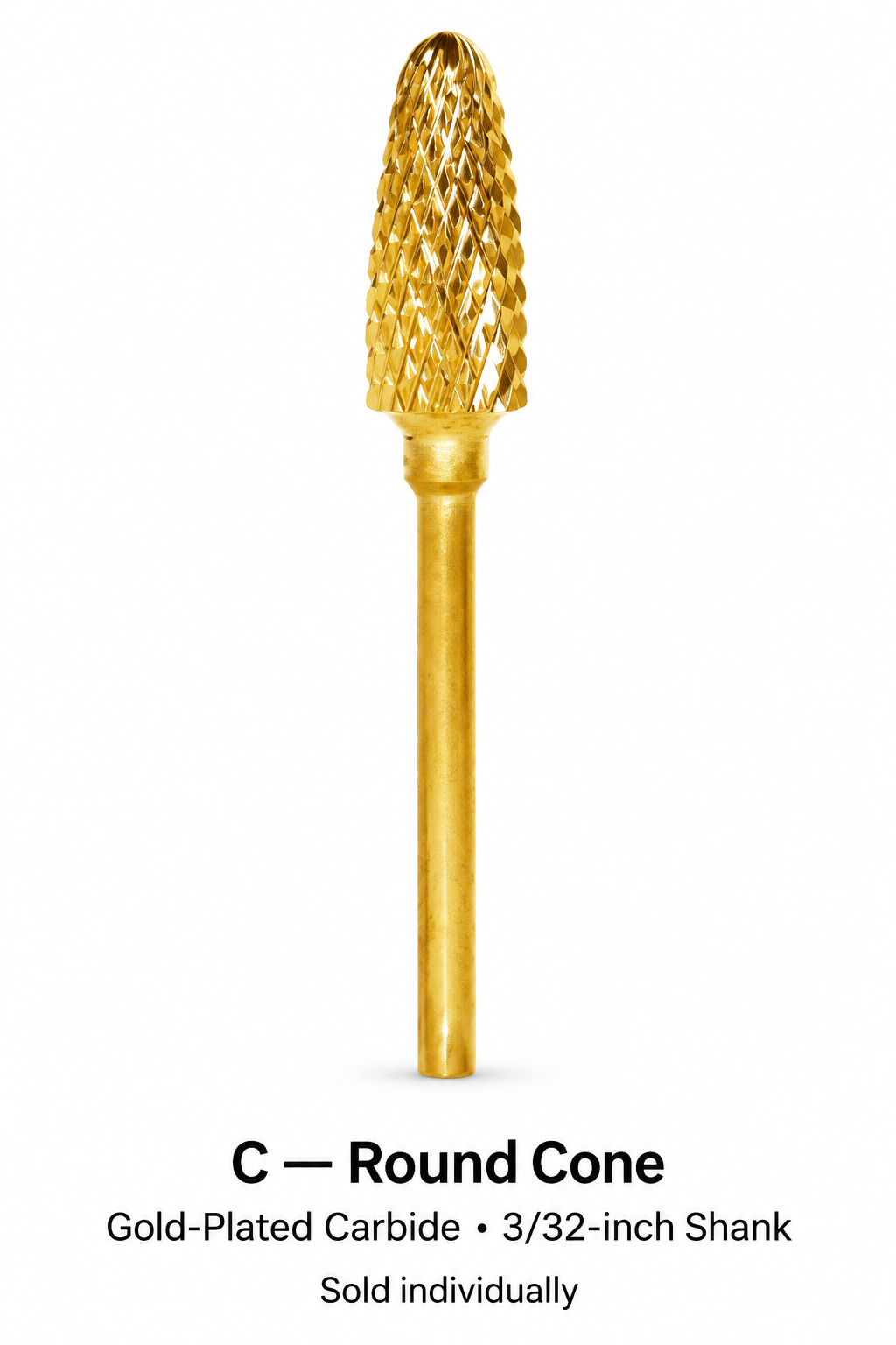Round Cone gold-plated carbide nail bit