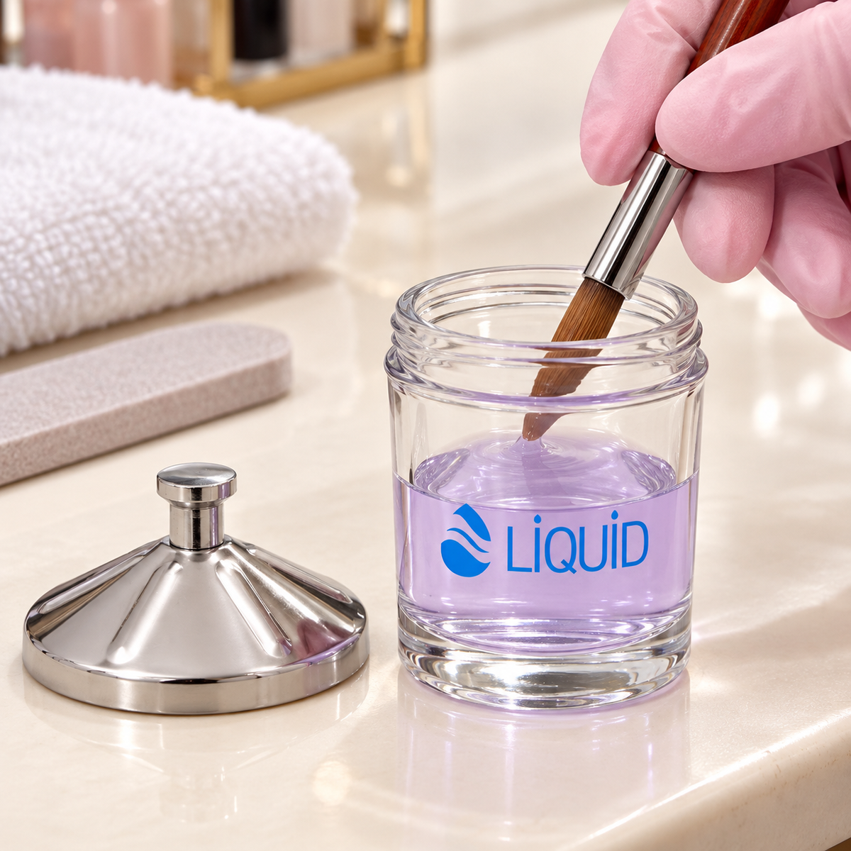 Illustrative usage example; liquid and brush sold separately