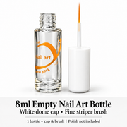 8ml empty nail art bottle with white dome cap and fine striper brush