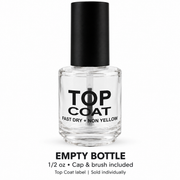 Empty 1/2 oz Top Coat printed bottle with cap and brush