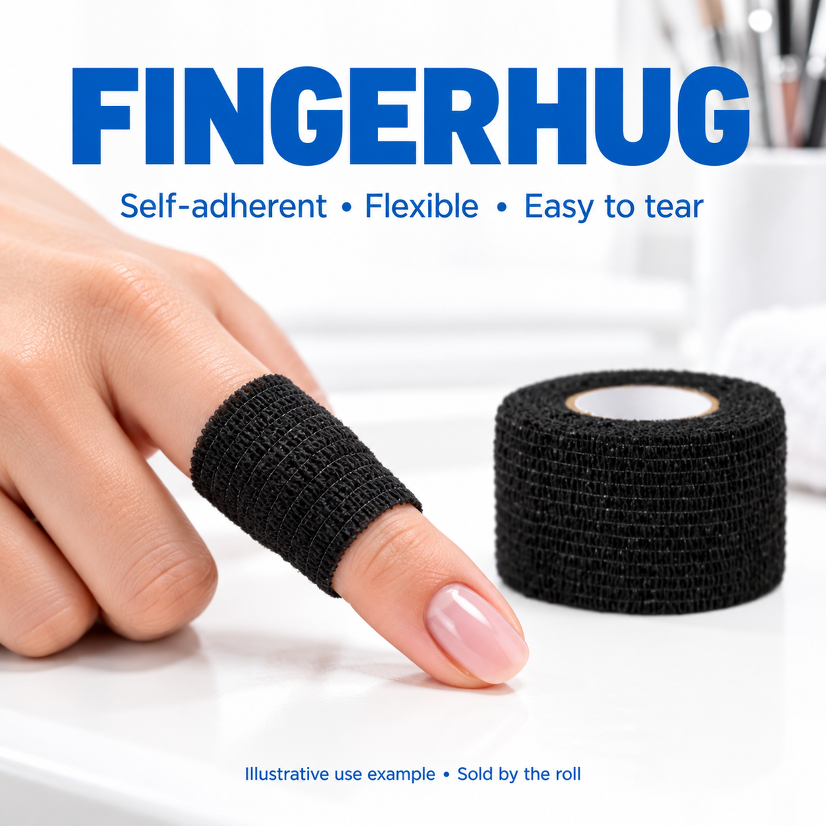 FingerHug flexible self-adherent wrap — AI illustrative use example