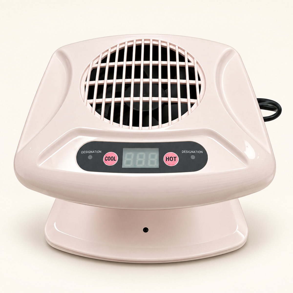 Hot and cool air nail polish dryer with COOL and HOT buttons