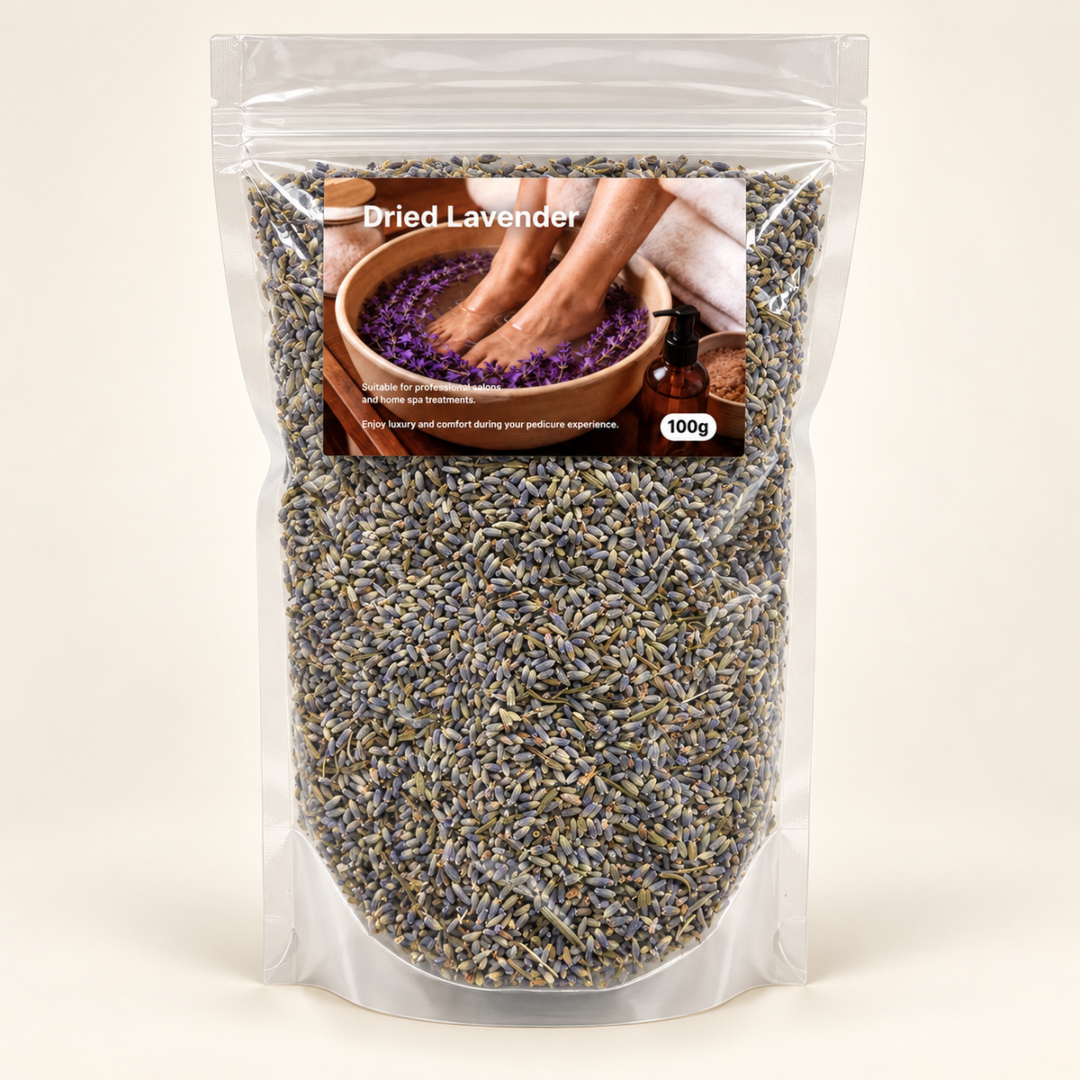 Dried Lavender pedicure soak botanicals, 100g pouch