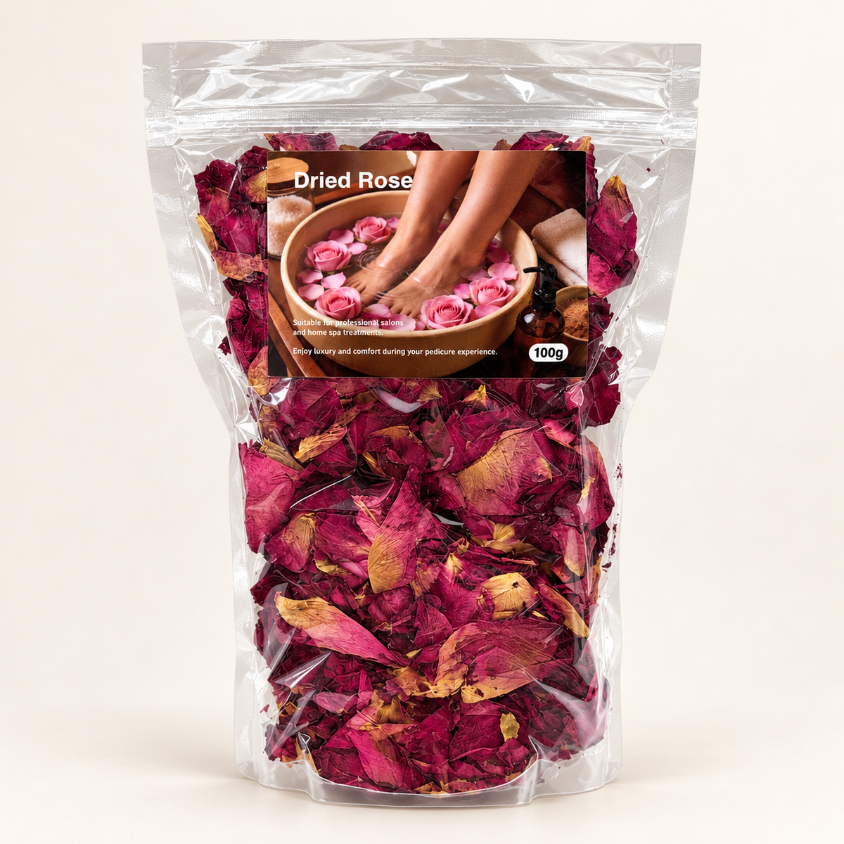 Dried Rose pedicure soak botanicals, 100g pouch
