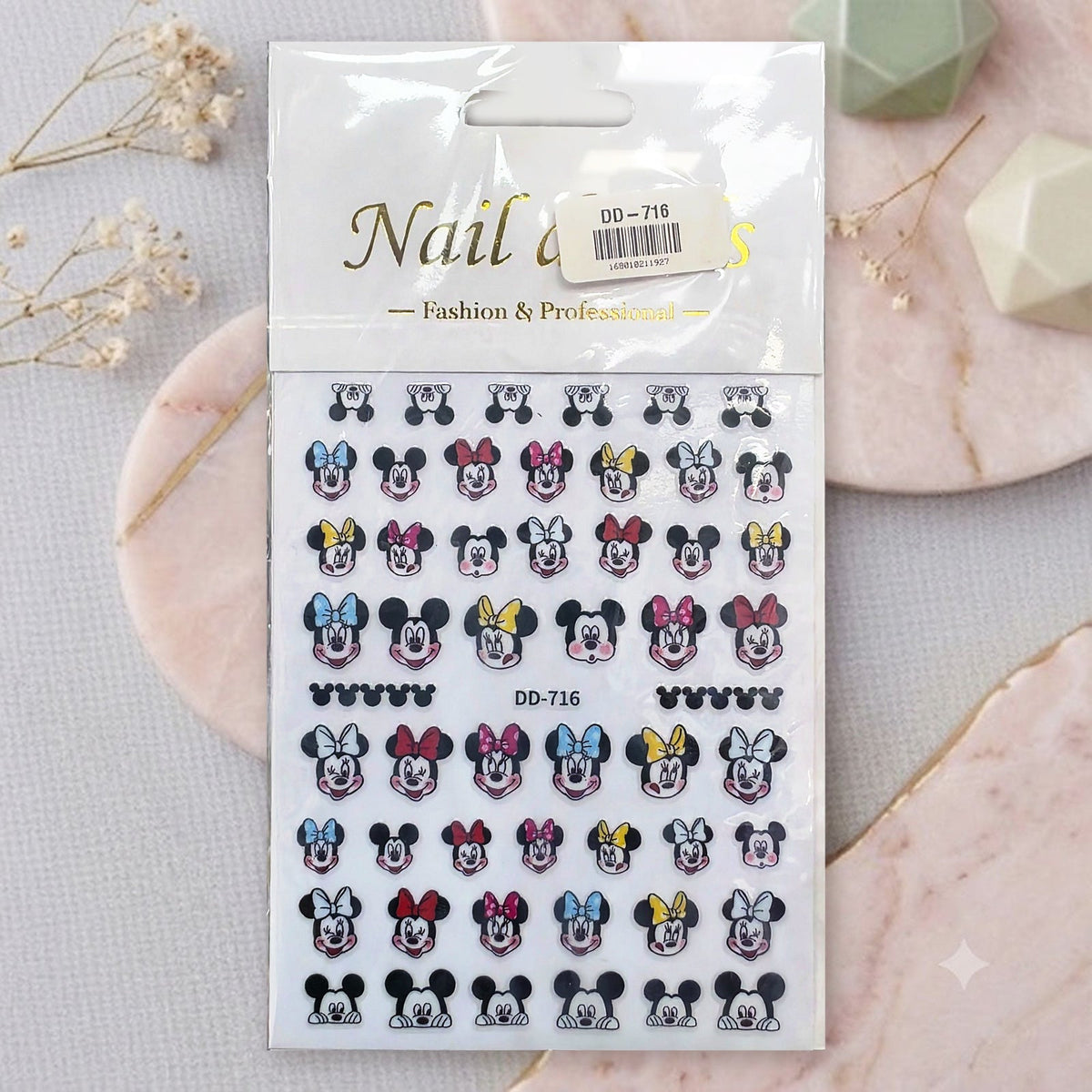 DD-716 mouse and bow nail sticker sheet — retouched original product photo
