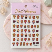 Brown kitty nail sticker sheet, design 3009