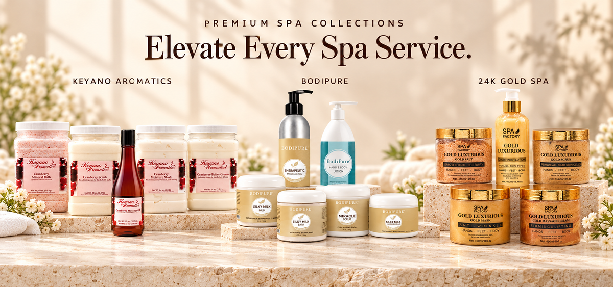 Premium Spa Collections: Keyano Aromatics, Bodipure and 24K Gold Spa. Elevate Every Spa Service.