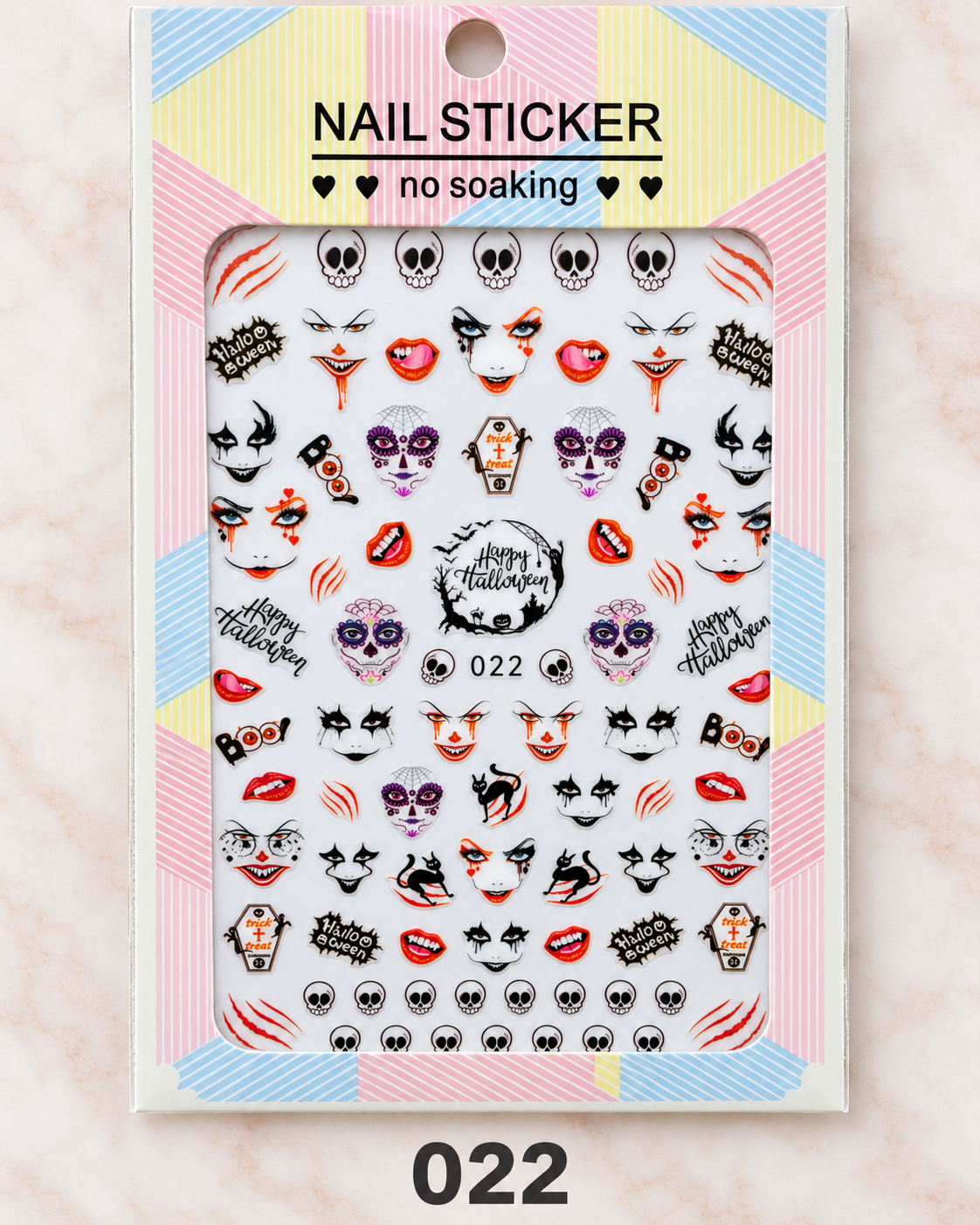 Order code 022 — Halloween Faces nail sticker sheet